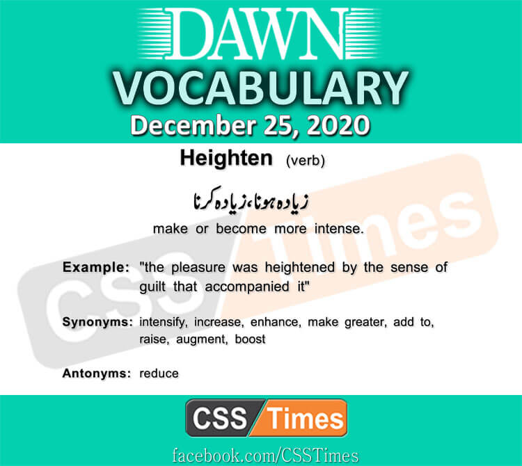 Daily DAWN News Vocabulary with Urdu Meaning (25 December 2020)
