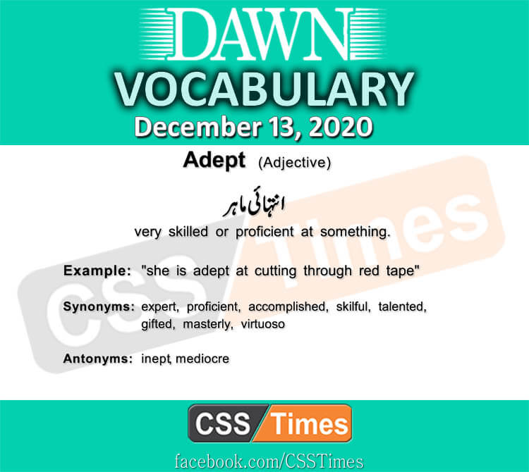 Daily DAWN News Vocabulary with Urdu Meaning (13 December 2020)