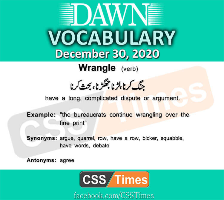 Daily DAWN News Vocabulary with Urdu Meaning (30 December 2020)