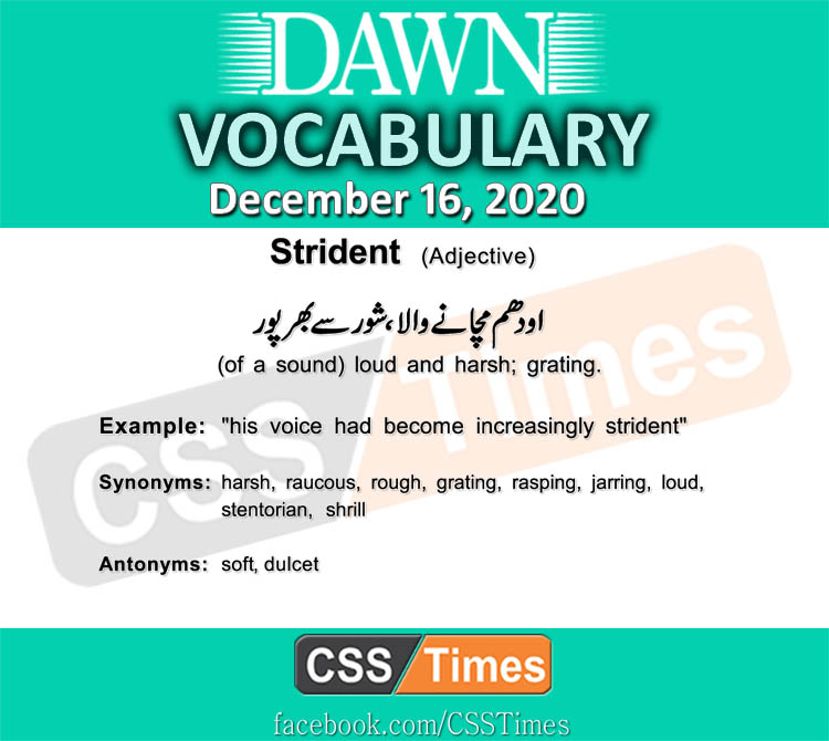 Daily DAWN News Vocabulary with Urdu Meaning (16 December 2020)