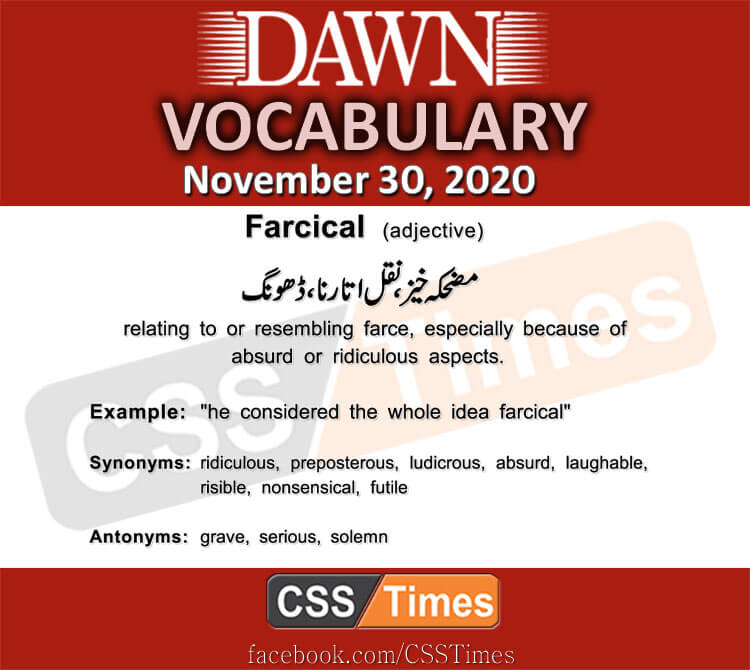 Daily DAWN News Vocabulary with Urdu Meaning (30 November 2020)