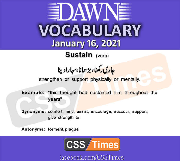 Daily DAWN News Vocabulary with Urdu Meaning (16 January 2021)