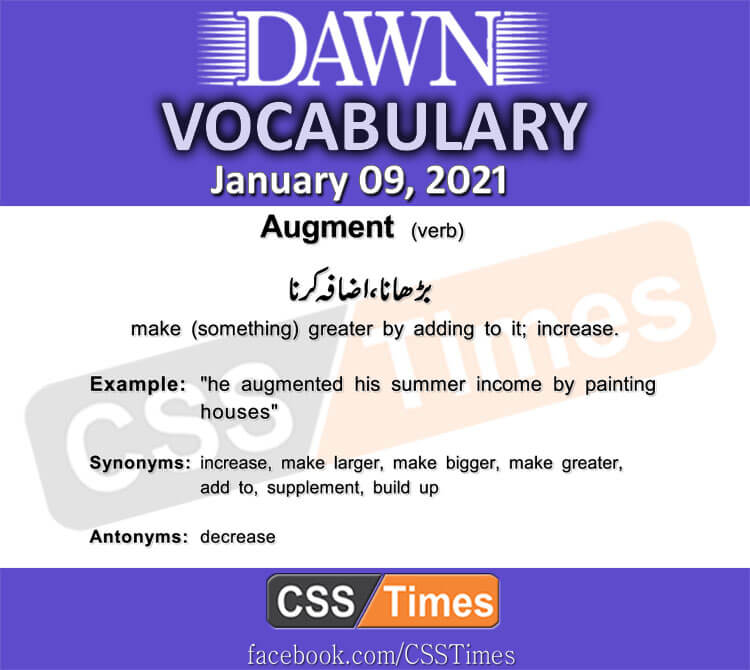 Daily DAWN News Vocabulary with Urdu Meaning (09 January 2021)