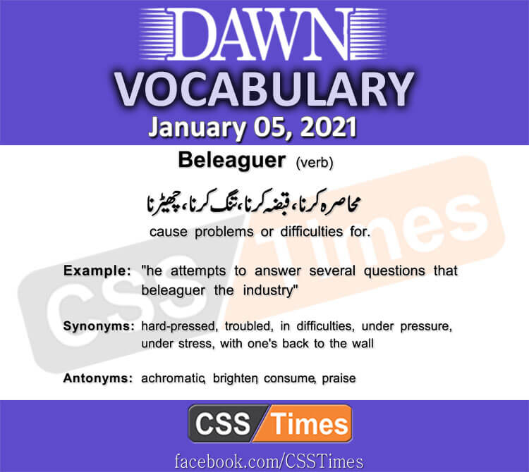 Daily DAWN News Vocabulary with Urdu Meaning (05 January 2021)