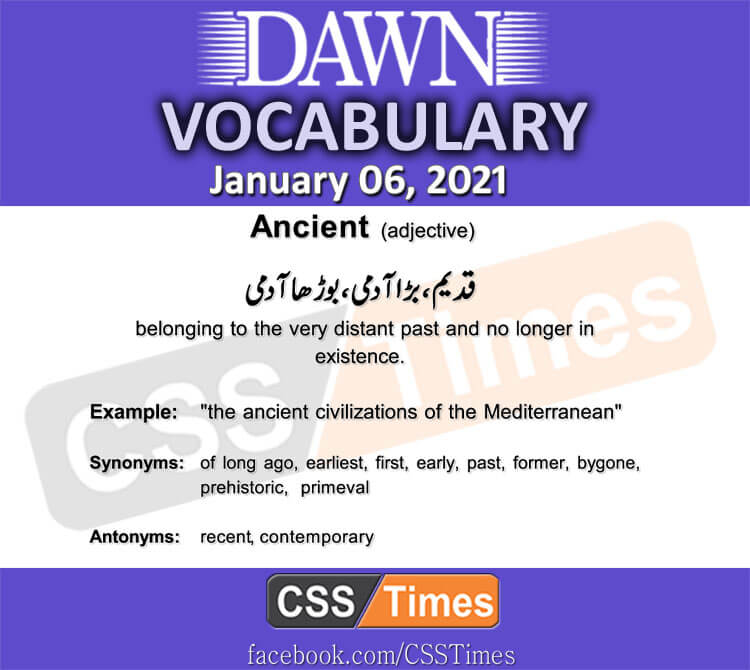 Daily DAWN News Vocabulary with Urdu Meaning (06 January 2021)