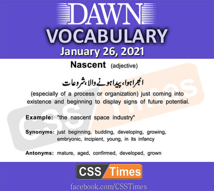 Daily DAWN News Vocabulary with Urdu Meaning (26 January 2021)
