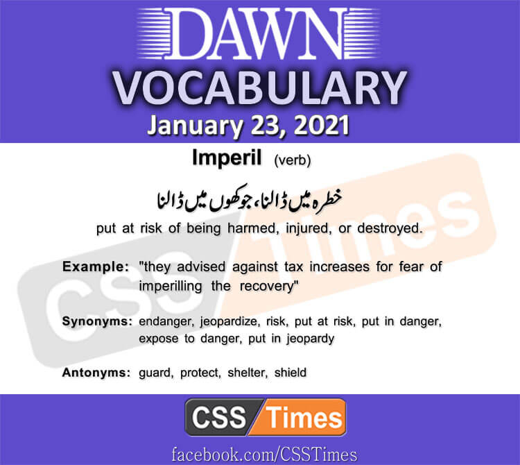 Daily DAWN News Vocabulary with Urdu Meaning (23 January 2021)