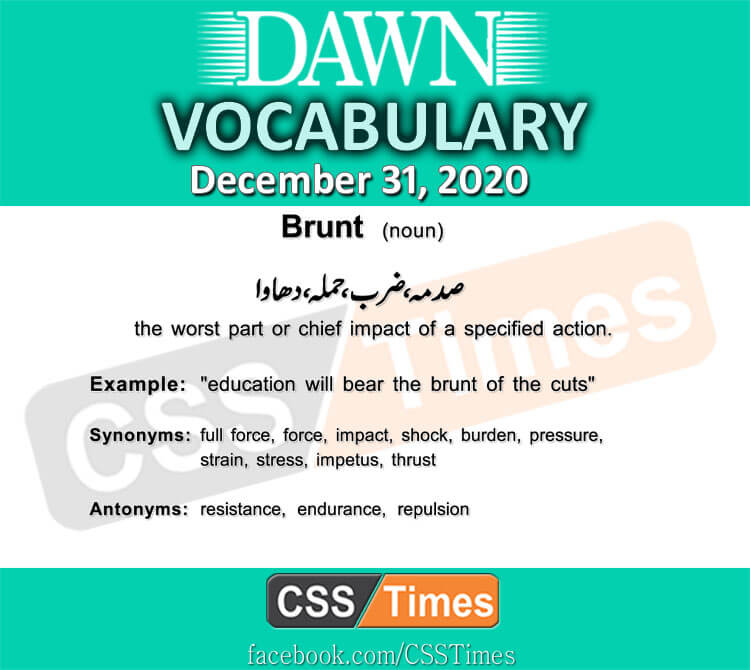 Daily DAWN News Vocabulary with Urdu Meaning (31 December 2020)