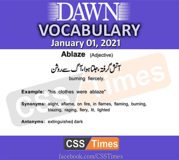 Daily DAWN News Vocabulary with Urdu Meaning (01 January 2021)