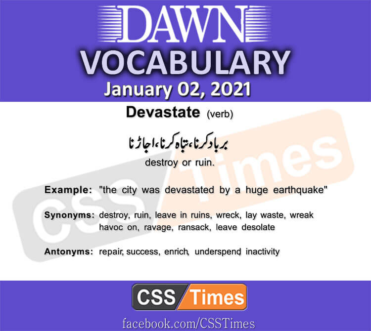 Daily DAWN News Vocabulary with Urdu Meaning (02 January 2021)