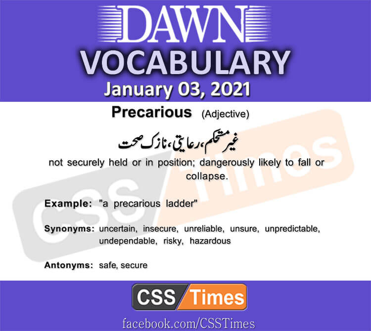 Daily DAWN News Vocabulary with Urdu Meaning (03 January 2021)