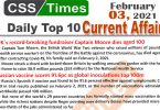 Daily Top-10 Current Affairs MCQs / News (February 03, 2021) for CSS, PMS