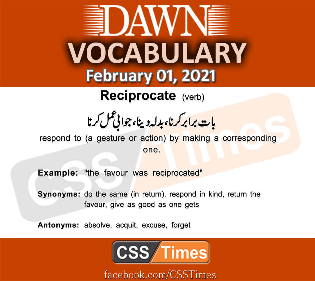 Daily DAWN News Vocabulary with Urdu Meaning (01 February 2021)