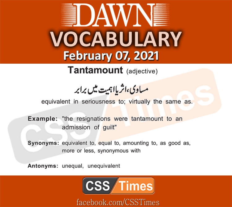 Daily DAWN News Vocabulary with Urdu Meaning (07 February 2021)