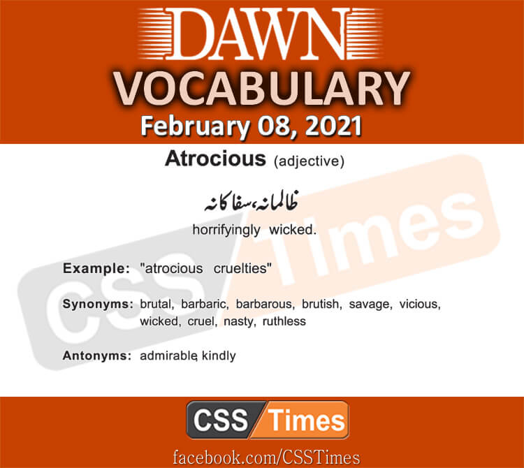 Daily DAWN News Vocabulary with Urdu Meaning (08 February 2021)