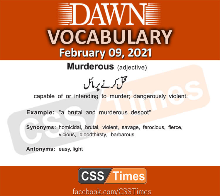 Daily DAWN News Vocabulary with Urdu Meaning (09 February 2021)