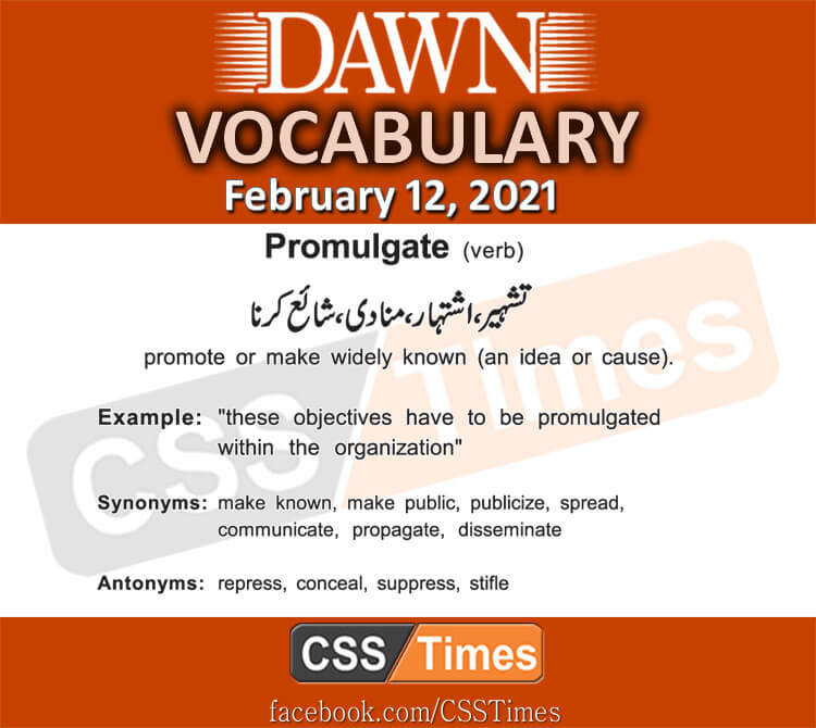 Daily DAWN News Vocabulary with Urdu Meaning (12 February 2021)