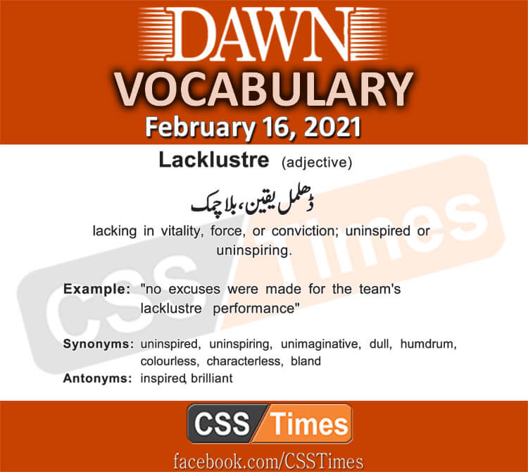 Daily DAWN News Vocabulary with Urdu Meaning (16 February 2021)