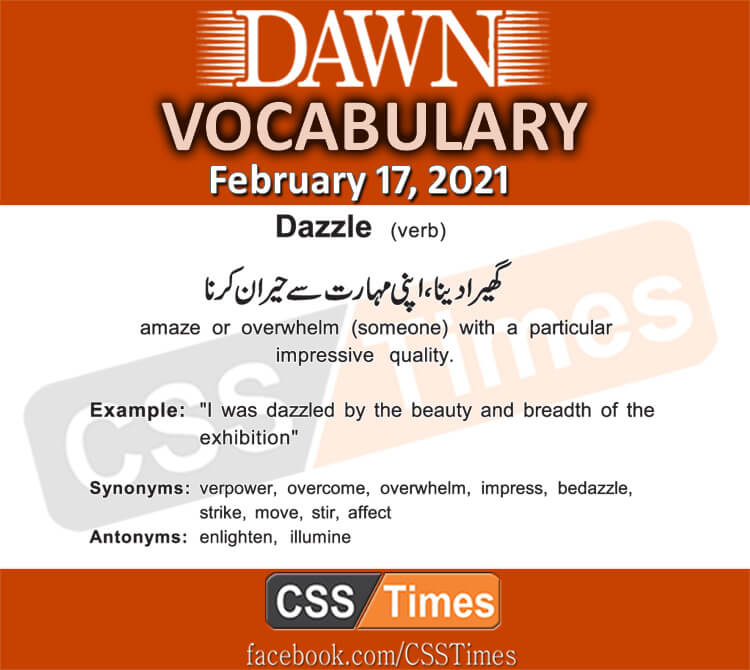 Daily DAWN News Vocabulary with Urdu Meaning (17 February 2021)
