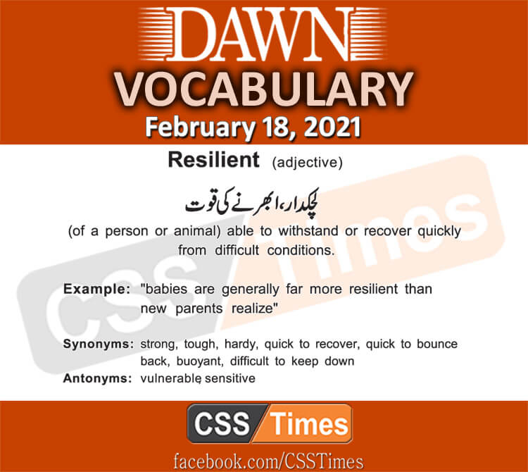 Daily DAWN News Vocabulary with Urdu Meaning (18 February 2021)