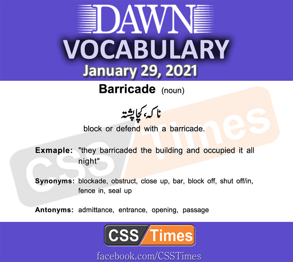 Daily DAWN News Vocabulary with Urdu Meaning (29 January 2021)