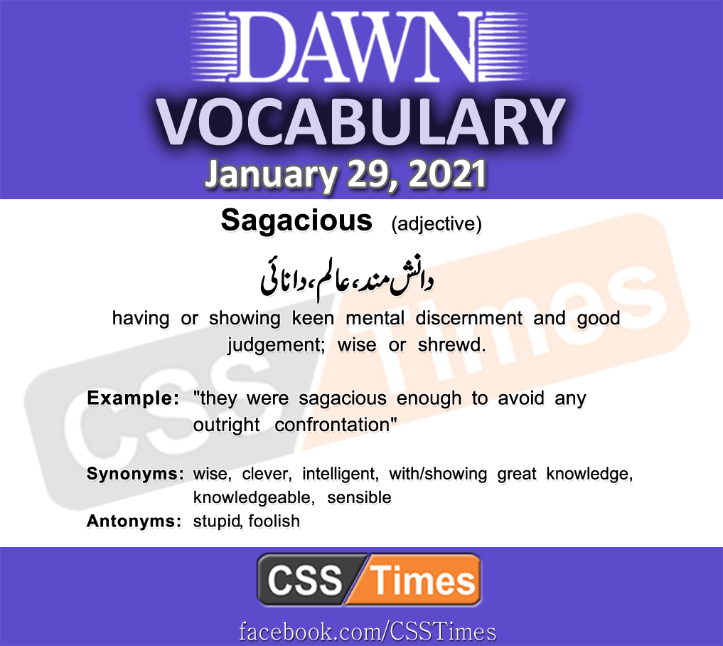 Daily DAWN News Vocabulary with Urdu Meaning (29 January 2021)