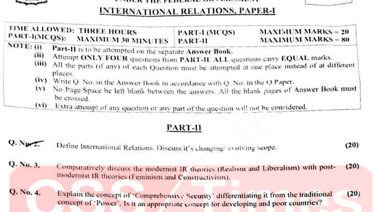 CSS International Relations Paper-I 2021 | FPSC CSS Past Papers 2021