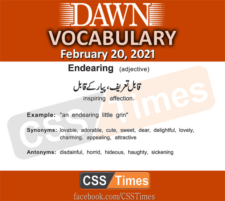 Daily DAWN News Vocabulary with Urdu Meaning (20 February 2021)