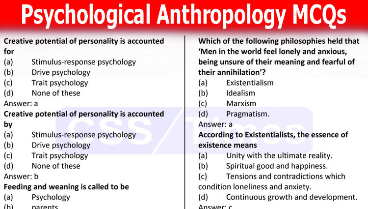 Anthropology MCQs (Psychological Anthropology)