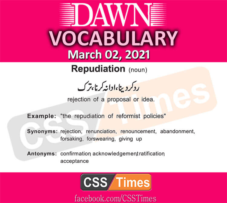 Daily DAWN News Vocabulary with Urdu Meaning (02 March 2021)