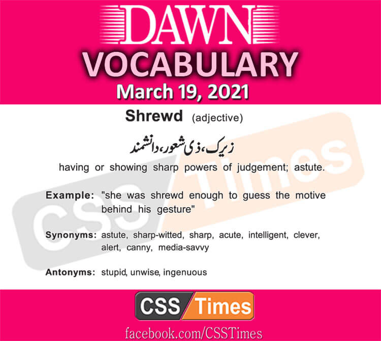 Daily DAWN News Vocabulary with Urdu Meaning (19 March 2021)