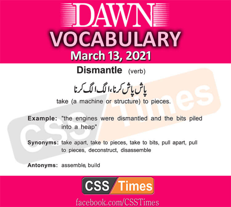 Daily DAWN News Vocabulary with Urdu Meaning (13 March 2021)