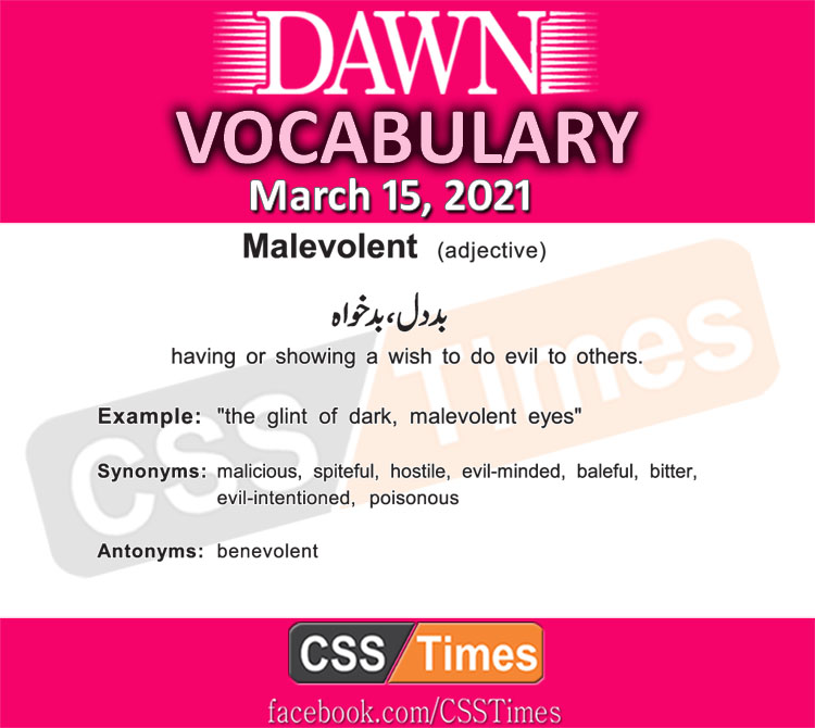 Daily DAWN News Vocabulary with Urdu Meaning (15 March 2021)