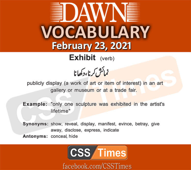 Daily DAWN News Vocabulary with Urdu Meaning (23 February 2021)