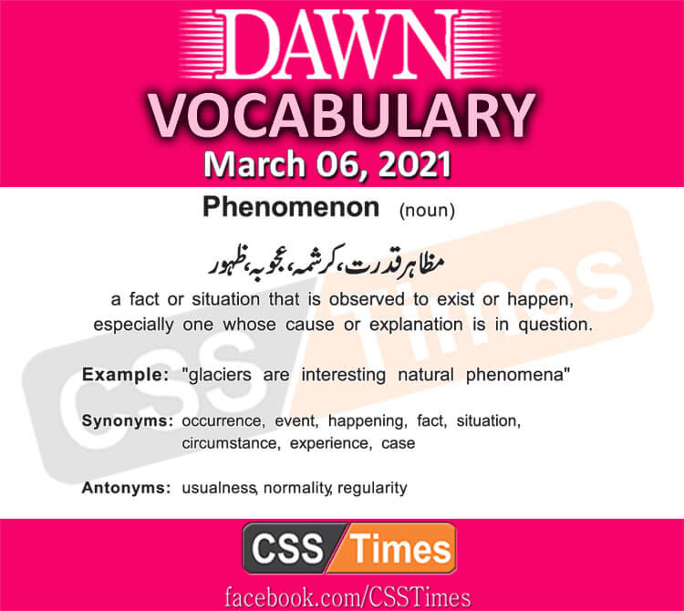 Daily DAWN News Vocabulary with Urdu Meaning (06 March 2021)