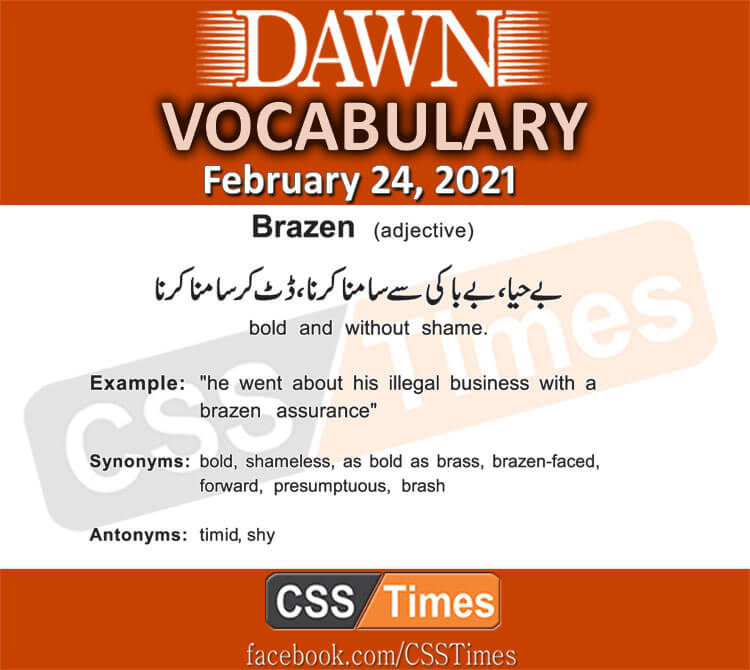 Daily DAWN News Vocabulary with Urdu Meaning (24 February 2021)