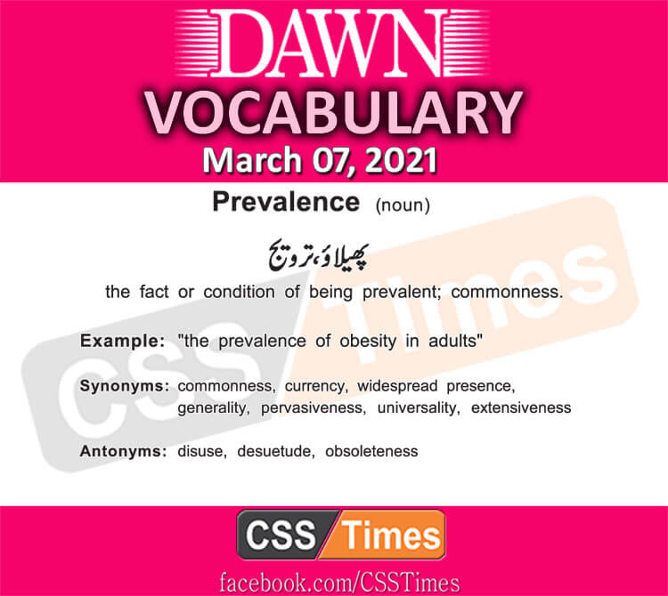 Daily DAWN News Vocabulary with Urdu Meaning (07 March 2021)