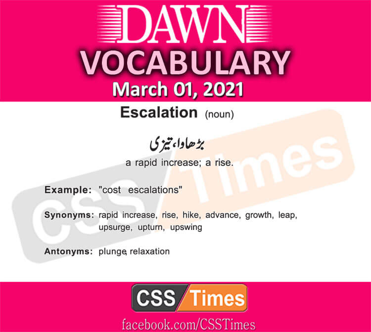 Daily DAWN News Vocabulary with Urdu Meaning (01 March 2021)