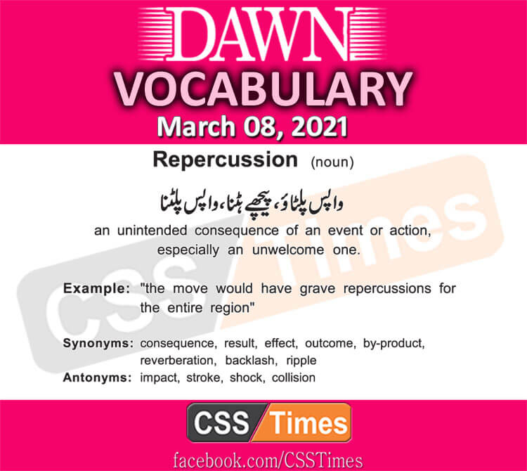 Daily DAWN News Vocabulary with Urdu Meaning (08 March 2021)