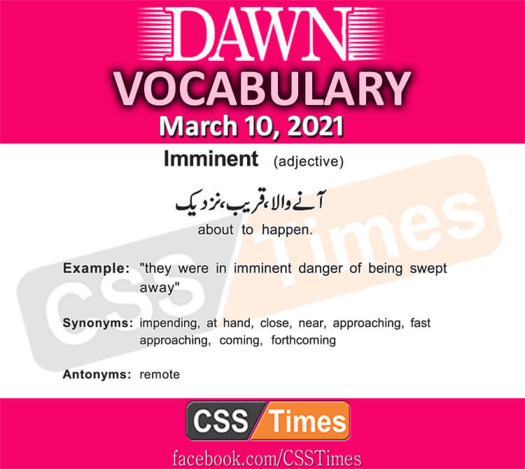 Daily DAWN News Vocabulary with Urdu Meaning (10 March 2021)