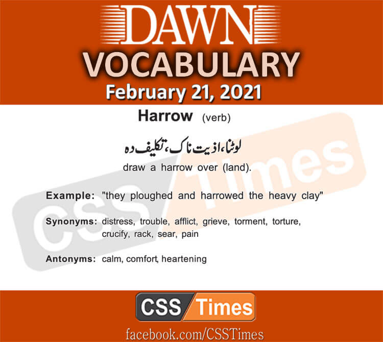 Daily DAWN News Vocabulary with Urdu Meaning (20 February 2021)
