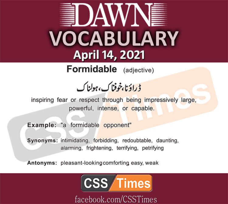 Daily DAWN News Vocabulary with Urdu Meaning (14 April 2021)