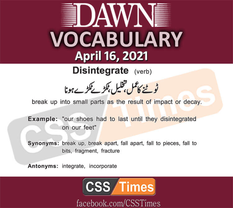 Daily DAWN News Vocabulary with Urdu Meaning (16 April 2021)