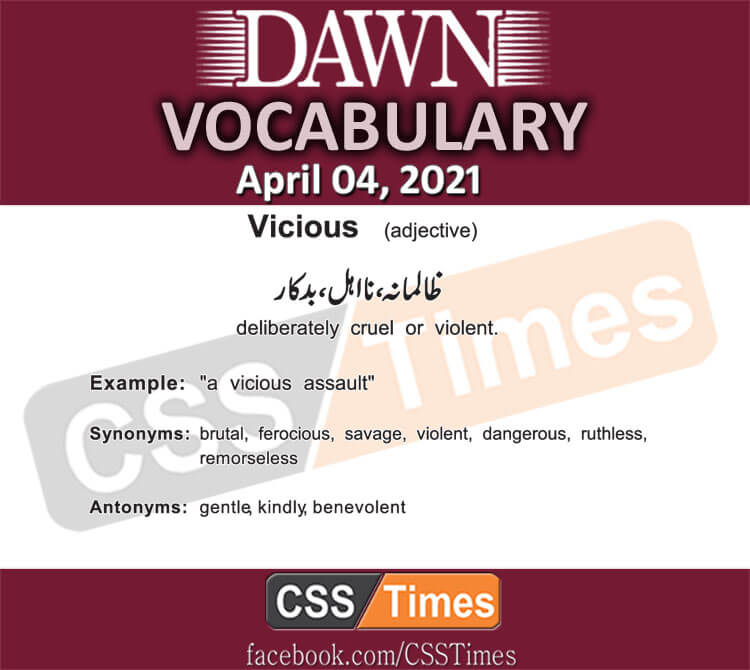 Daily DAWN News Vocabulary with Urdu Meaning (04 April 2021)