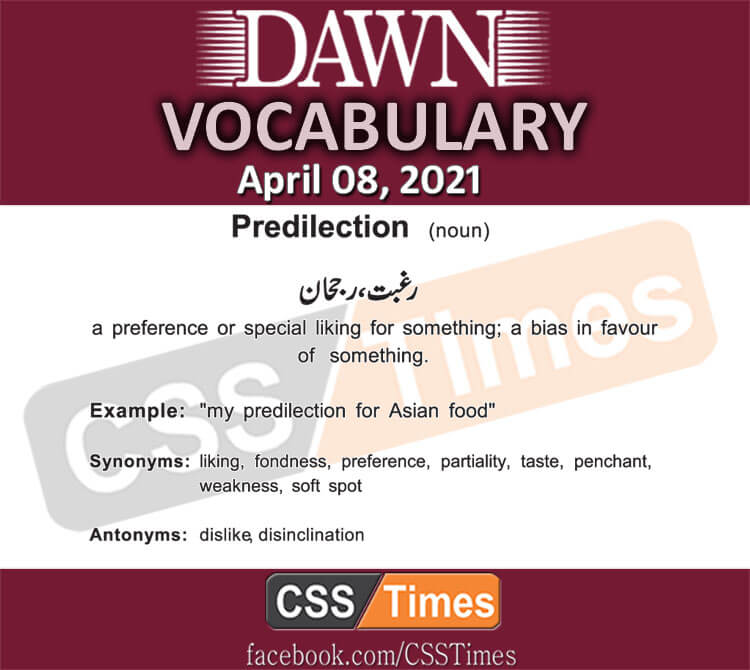 Daily DAWN News Vocabulary with Urdu Meaning (08 April 2021)