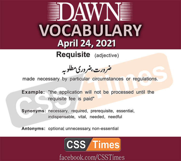 Daily DAWN News Vocabulary with Urdu Meaning (24 April 2021)