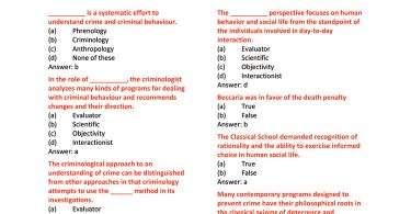 Introduction to Criminology MCQs for CSS (Set-II)