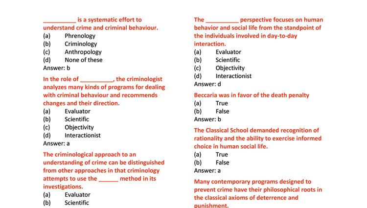 Introduction to Criminology MCQs for CSS (Set-II)
