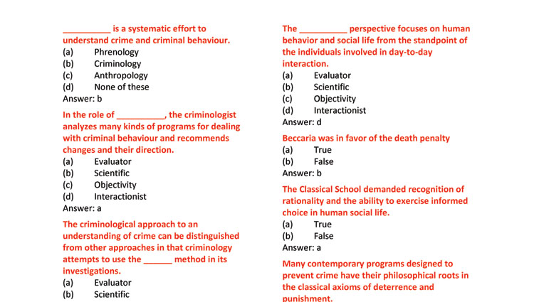 Introduction to Criminology MCQs for CSS (Set-II)