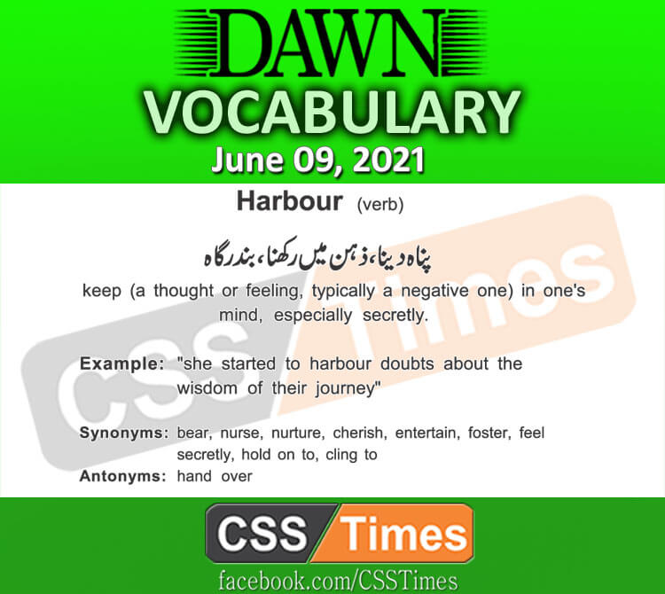 Daily DAWN News Vocabulary with Urdu Meaning (09 June 2021)